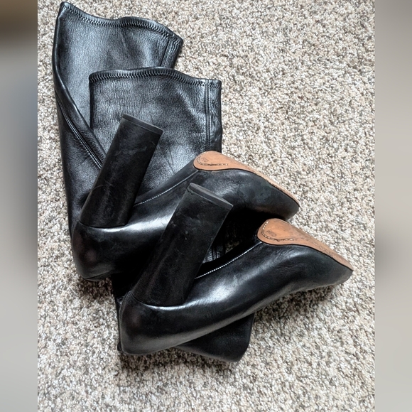 EUC Chloe Women's Knee Length Black Leather Boot 4" Heel, Sz 7.5 - Picture 12 of 15